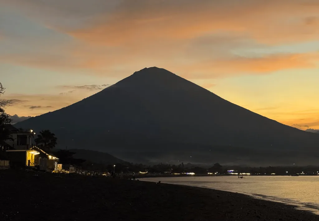Mount Agung view from Amed