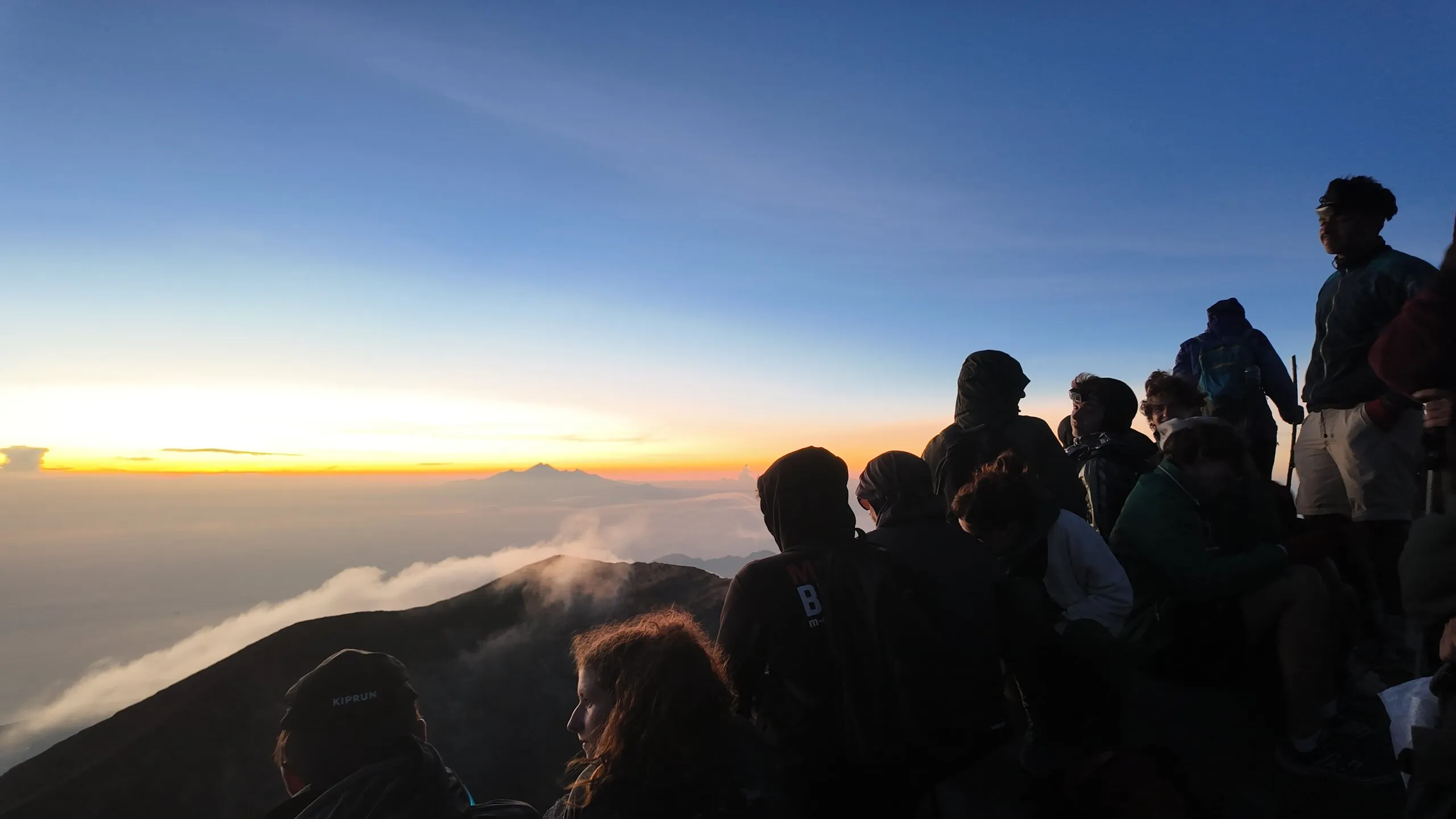 Crowd on the summit of Mount Agung