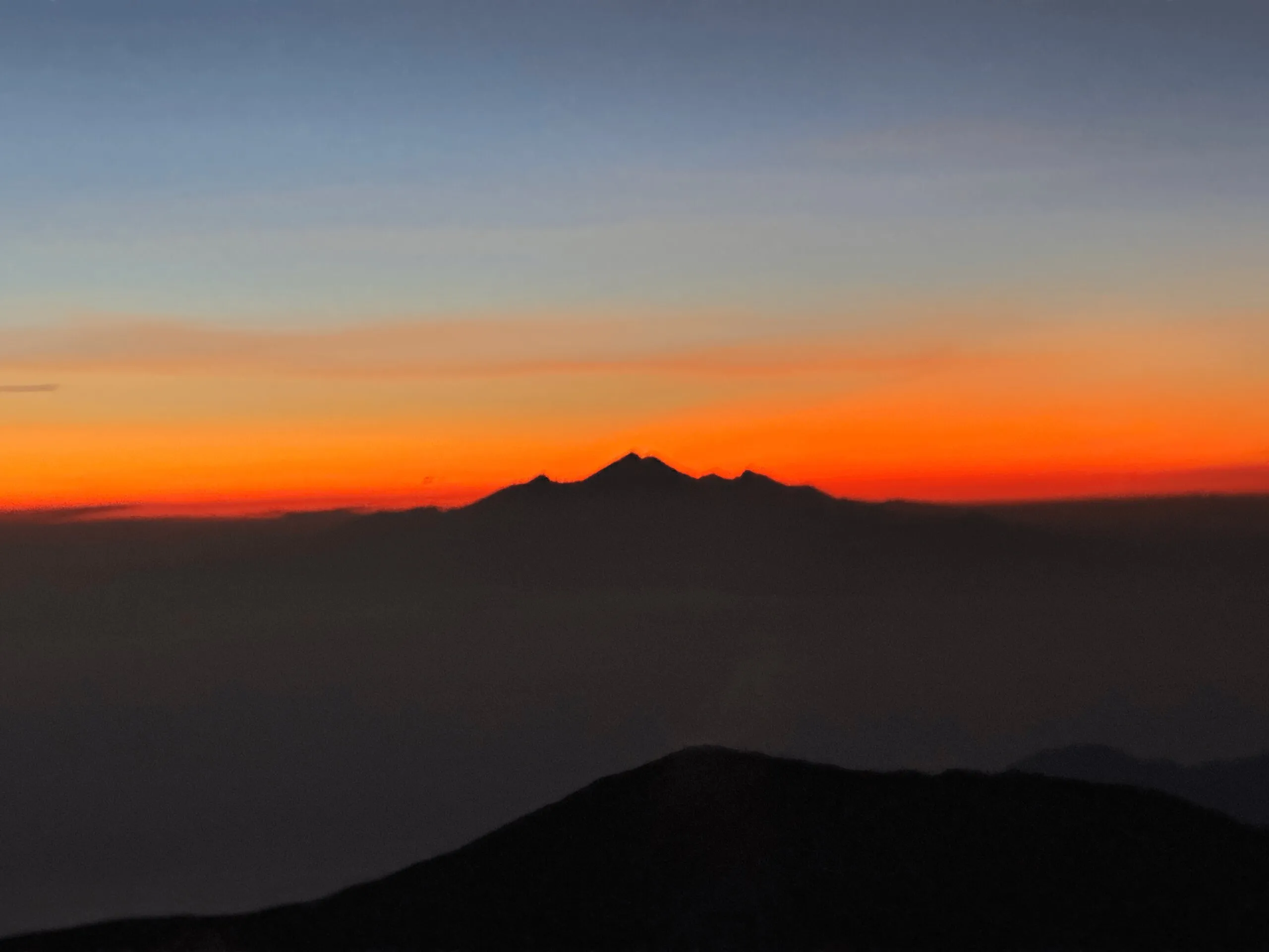 Mount Rinjani view from Mount Agung summit
